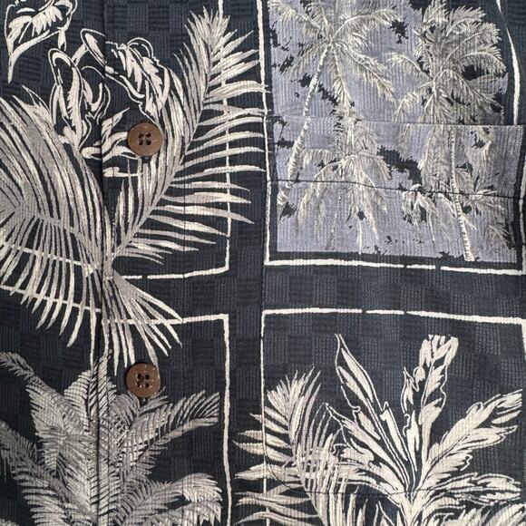 Knights Sportswear 100% Cotton Hawaiian Shirt Men XL Palm Tree Print Gray White - Picture 8 of 8